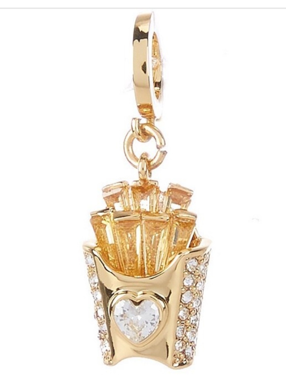 kate spade Gold Fries Charm with Clear Crystal Heart and Rhinestones